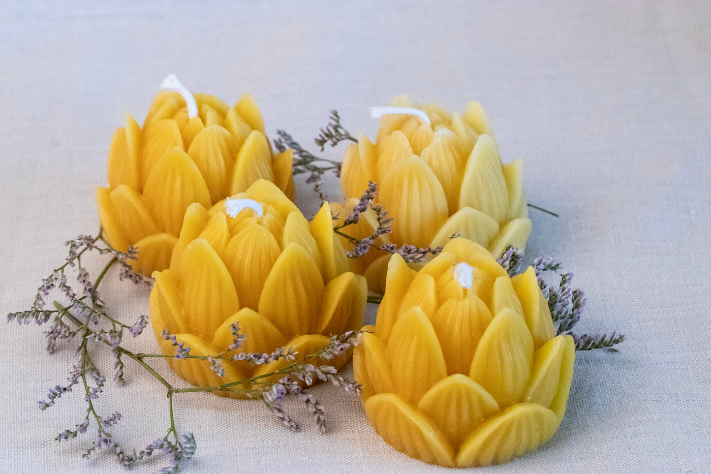 Lotus candle,  Pure beeswax flower candle with eco cotton wicks, Gift for friend, Bath candle,Yoga and meditation candle,  Handmade supporting urban London beekeepers