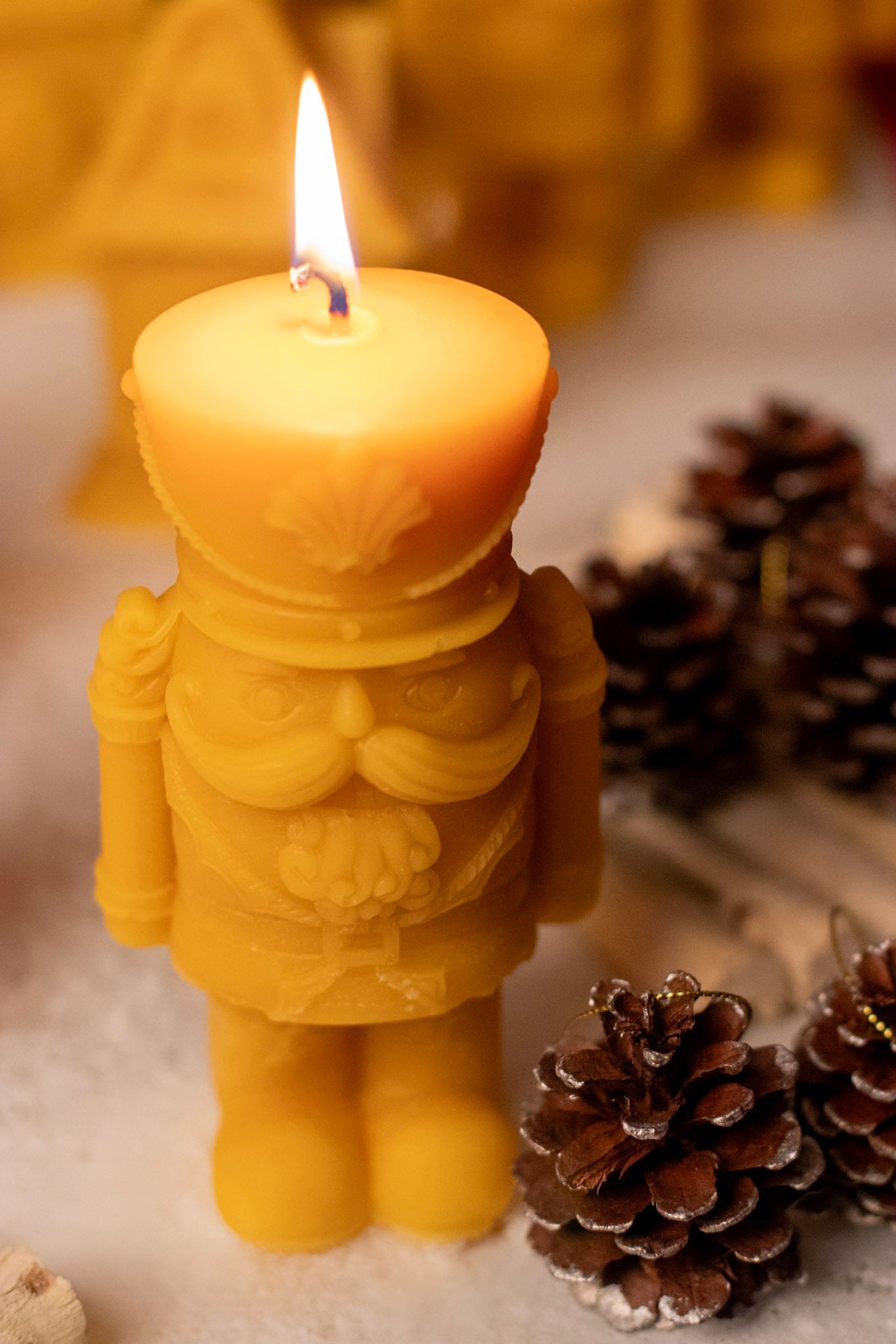 Festive Nutcracker Beeswax Candle, Pure Beeswax Christmas Candle,  Handmade from 100% beeswax sourced from small-scale London beekeepers, Perfect Winter gift, Candle centrepiece, Christmas stocking filler