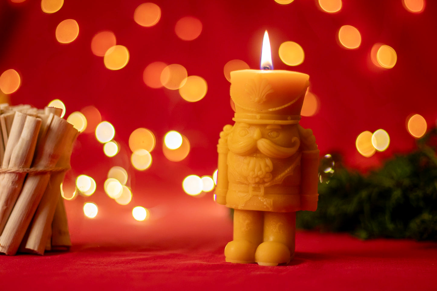 Festive Nutcracker Beeswax Candle, Pure Beeswax Christmas Candle,  Handmade from 100% beeswax sourced from small-scale London beekeepers, Perfect Winter gift, Candle centrepiece, Christmas stocking filler