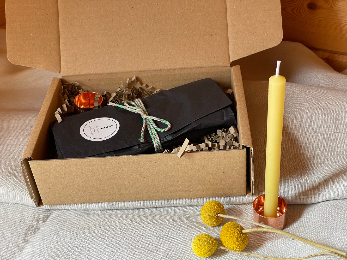 Relax and unwind pure beeswax candle gift set.  6 beeswax candles with solid copper holder. Pure beeswax meditation candles. Calming and relaxing candle set. Candles made from 100% pure beeswax sourced from small-scale London beekeepers. Friendship gift