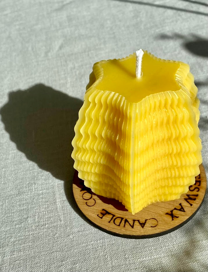Pure beeswax bee cell hexagon candle, Mindful moments, Meditation candle, Yoga energising candle,  Candles made from 100% pure beeswax sourced from small-scale London beekeepers, Sustainable zero waste candles