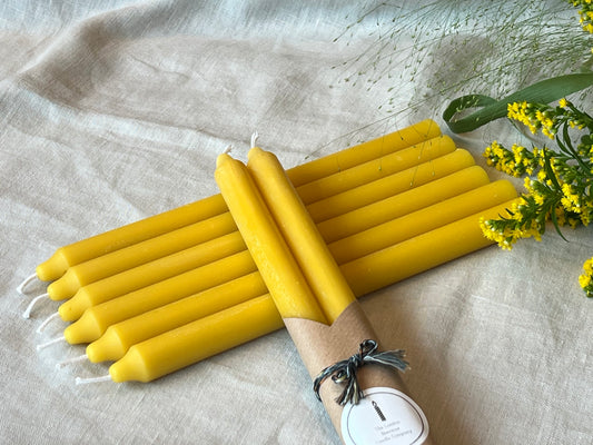 NEW! Pair of handmade pure beeswax STRAIGHT dinner candles, Long burning, Eco-friendly candles, Candles made from 100% pure beeswax sourced from small-scale London beekeepers, Healthy advent wreath candles