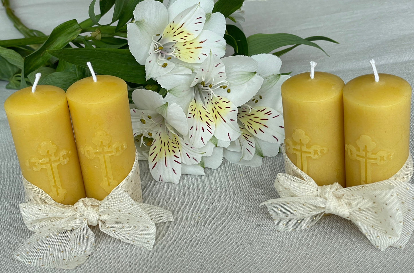 Set of 2 pure beeswax Orthodox Church pillar candles, Religious candle, Memorial candle, Meditation candle, Candles made from 100% pure beeswax sourced from small-scale London beekeepers