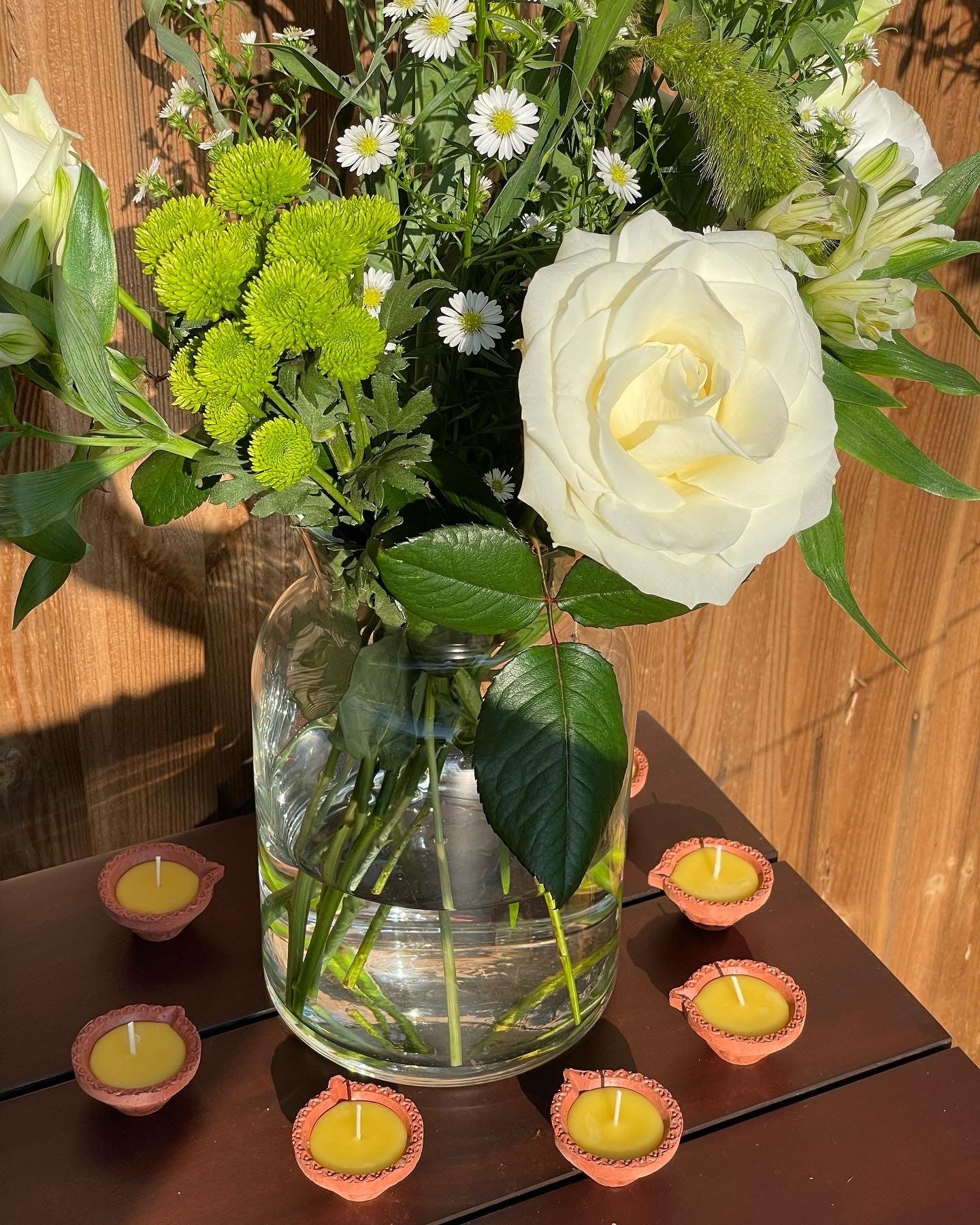 Pure beeswax candles in terracotta pots, Candles made from 100% pure beeswax sourced from small-scale London beekeepers, Stunning garden tealights