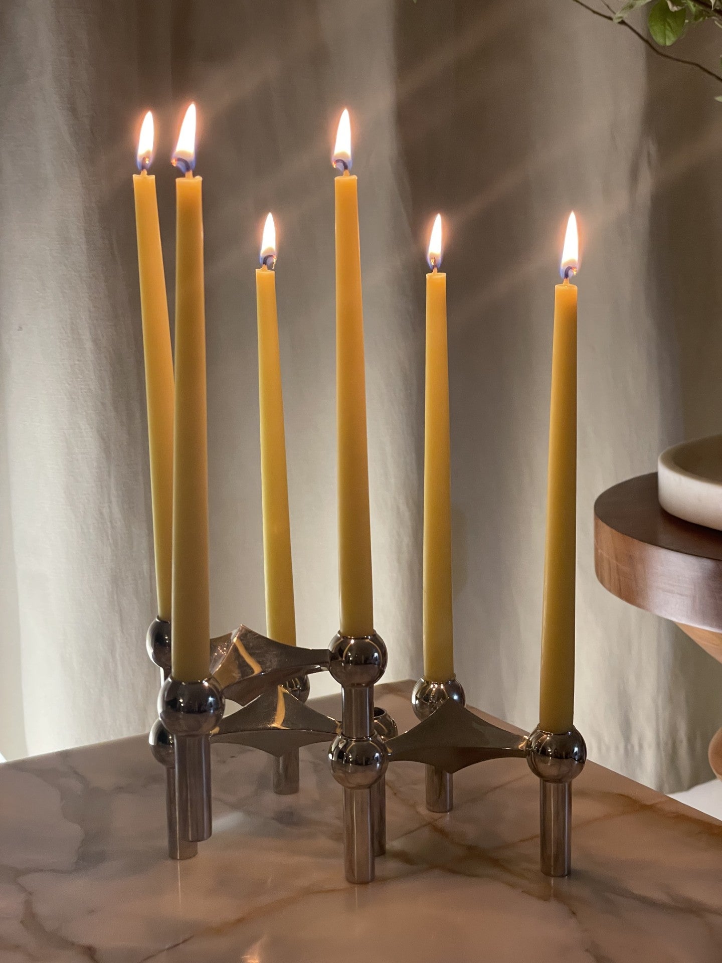 NEW Hand-Poured Pure Beeswax 6 Taper Candles – Designed for the iconic STOFF Nagel candle holder, Long burning and Non-drip tapers, Eco-friendly,  Natural candles, Candles made from 100% pure beeswax sourced from small-scale London beekeepers