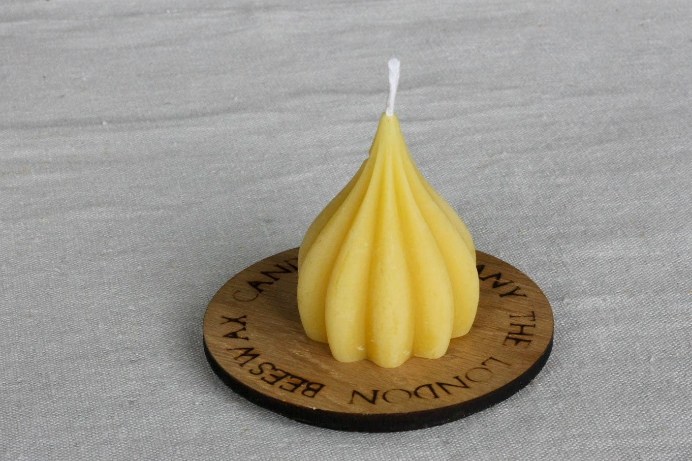 Pure beeswax zero-waste large tealight candle, Natural 'garlic' shaped tealight, Sustainable candles, Zero waste refills, Candles made from 100% beeswax sourced from small-scale London beekeepers, Beautiful organic, natural votive candles