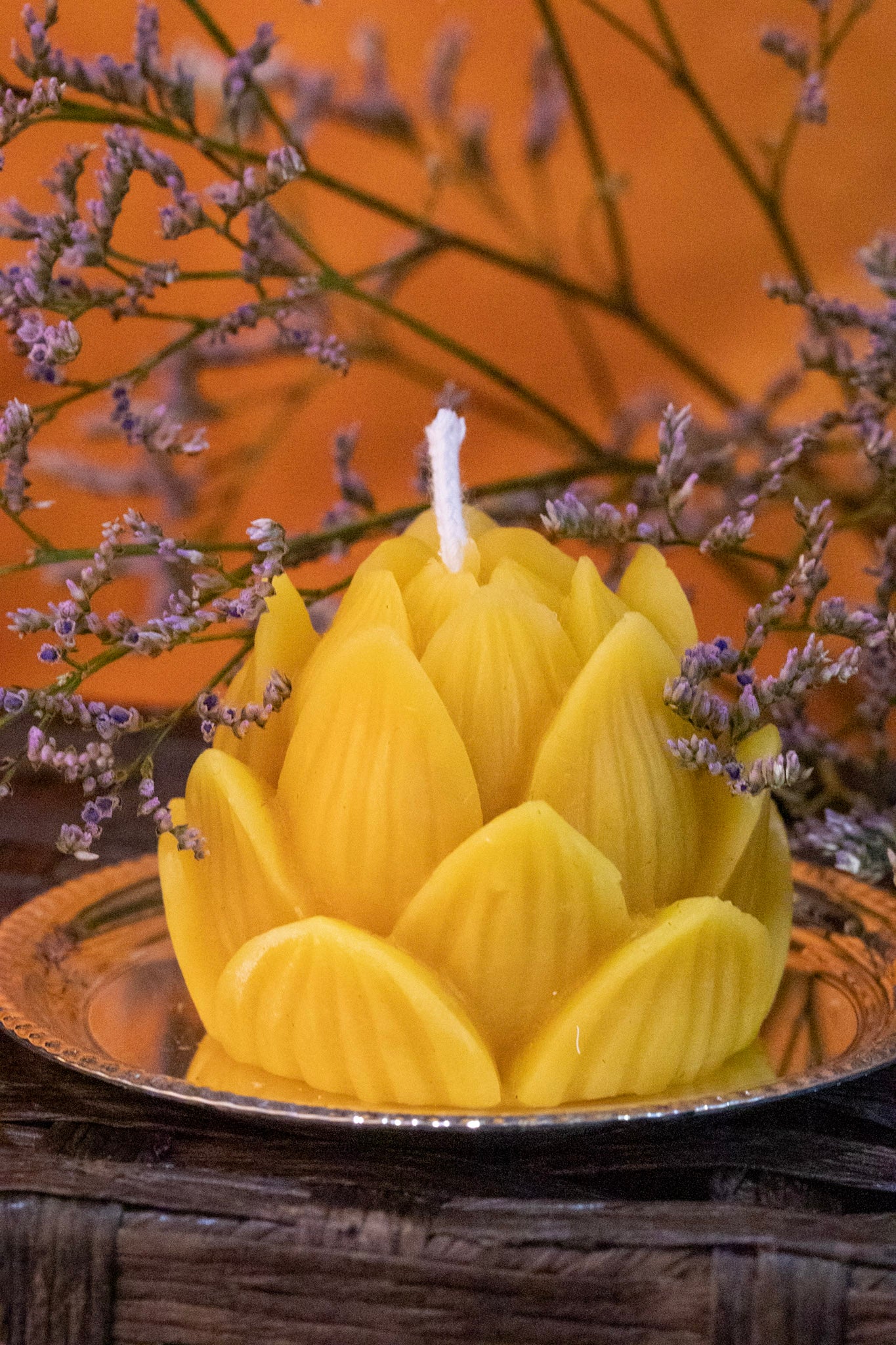 Lotus candle,  Pure beeswax flower candle with eco cotton wicks, Gift for friend, Bath candle,Yoga and meditation candle,  Handmade supporting urban London beekeepers