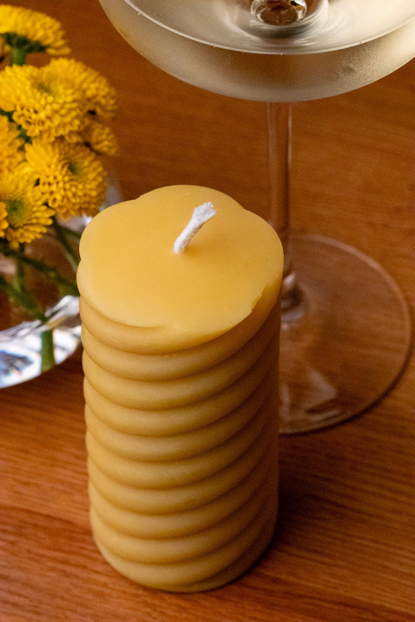 Pure beeswax spiral pillar candle, Candles made from 100% pure beeswax sourced from small-scale London beekeepers