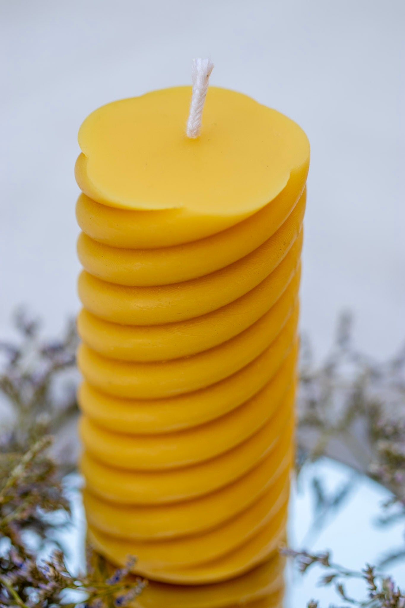 Pure beeswax spiral pillar candle, Candles made from 100% pure beeswax sourced from small-scale London beekeepers