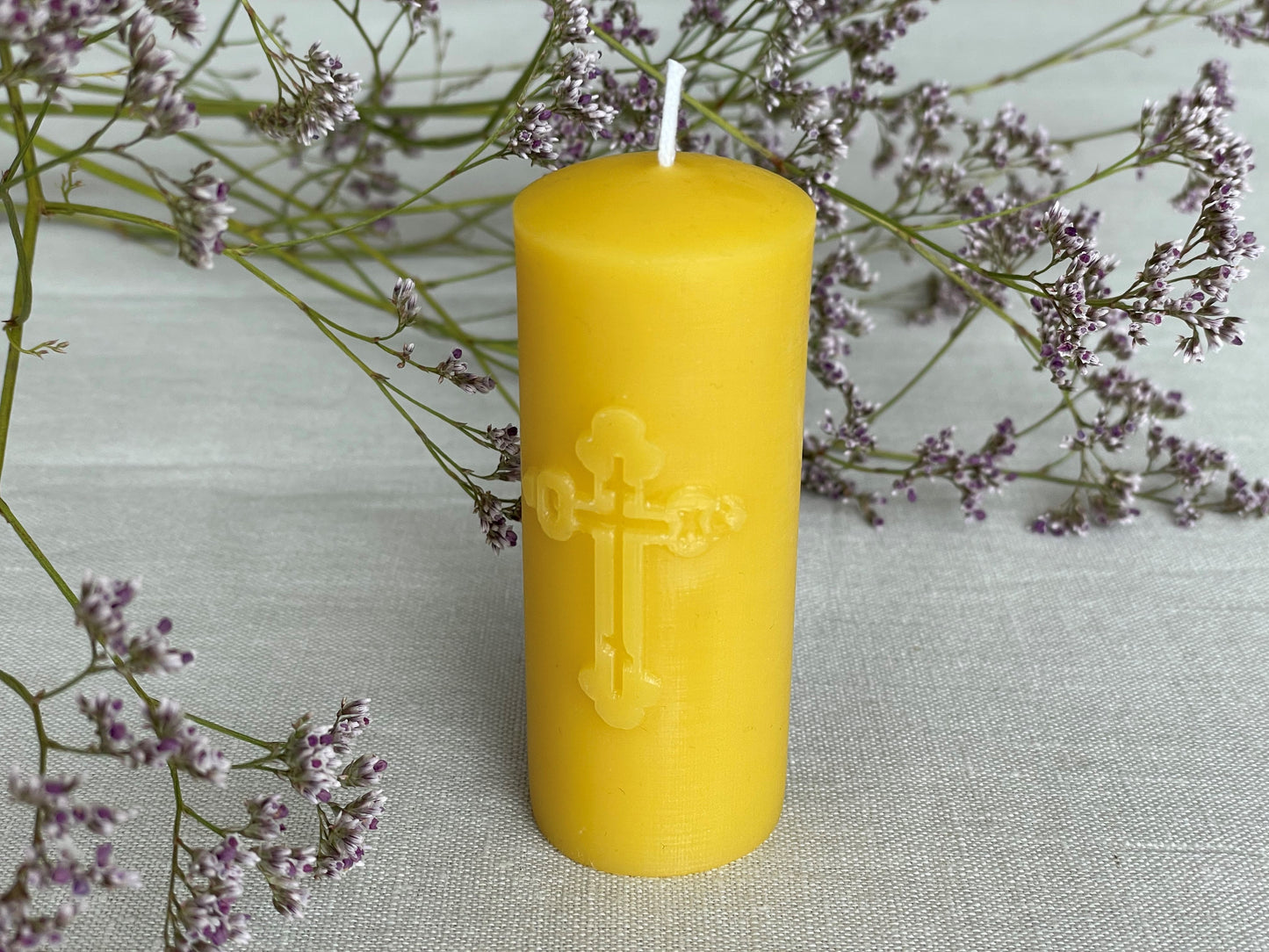 Set of 2 pure beeswax Orthodox Church pillar candles, Religious candle, Memorial candle, Meditation candle, Candles made from 100% pure beeswax sourced from small-scale London beekeepers