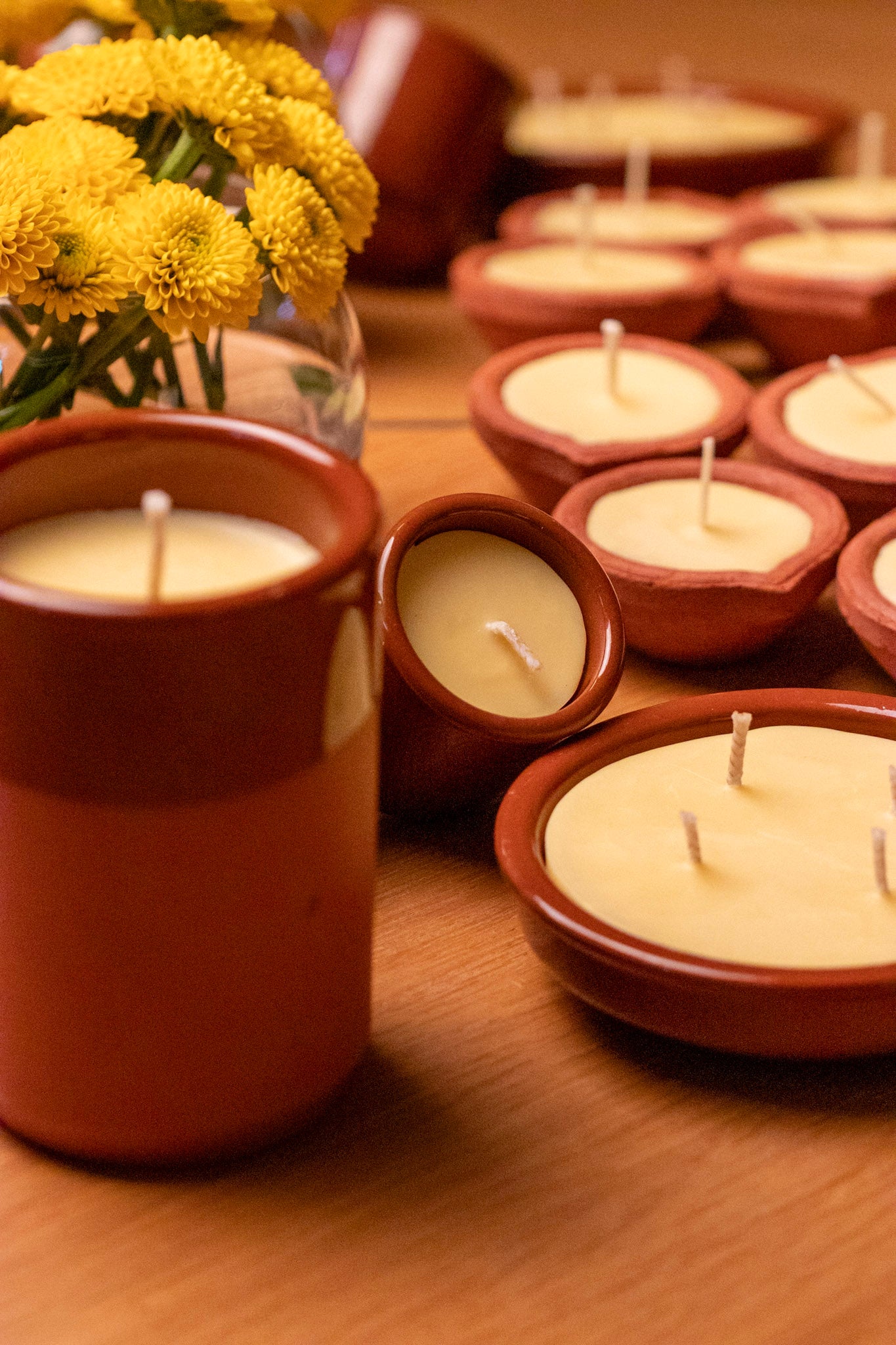 The London Beeswax Citronella Outdoor Terracotta Tealight Pots , Organic essential oils scented candle, Eco-friendly garden candle, Hand poured candles