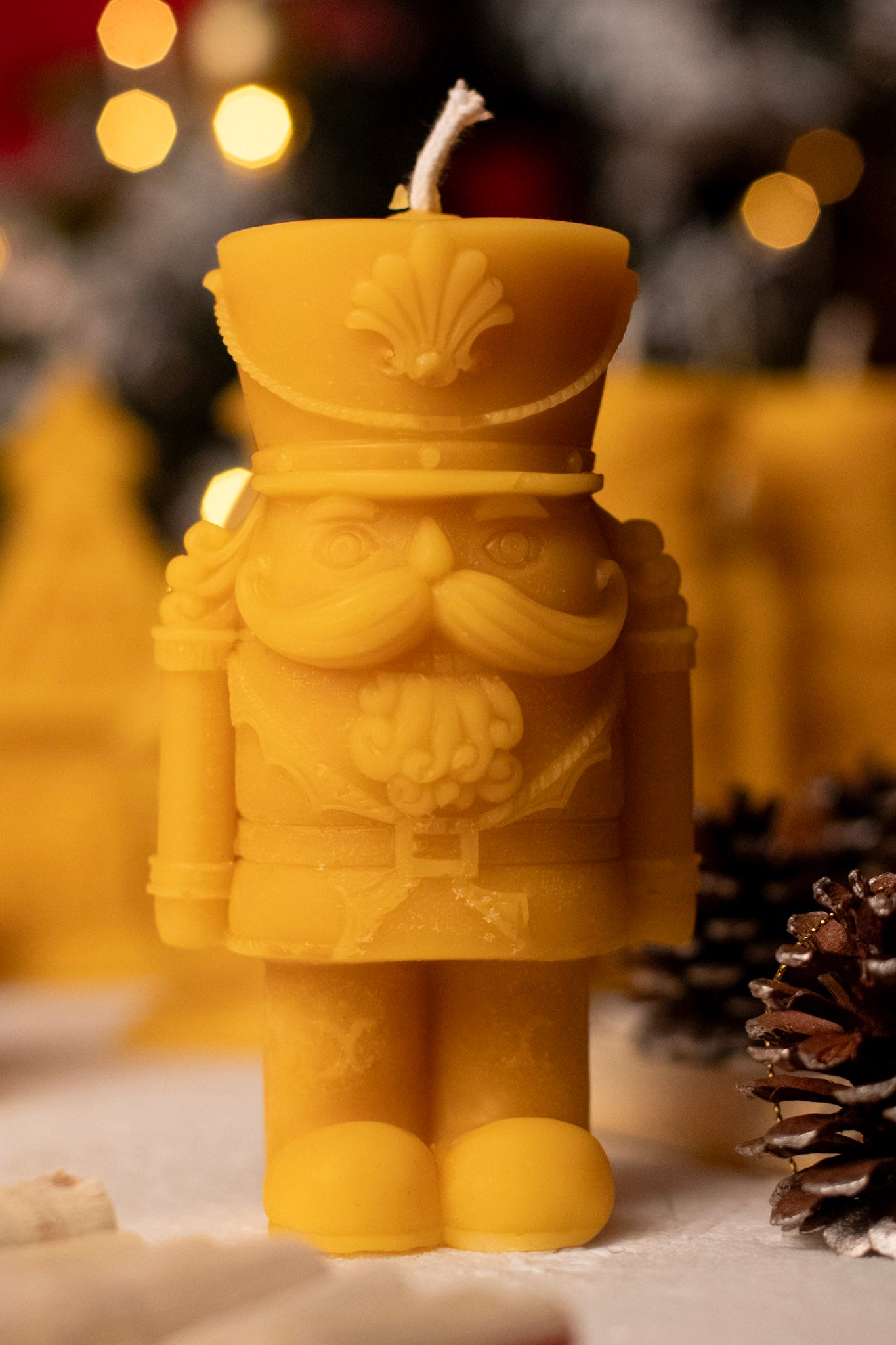 Festive Nutcracker Beeswax Candle, Pure Beeswax Christmas Candle,  Handmade from 100% beeswax sourced from small-scale London beekeepers, Perfect Winter gift, Candle centrepiece, Christmas stocking filler