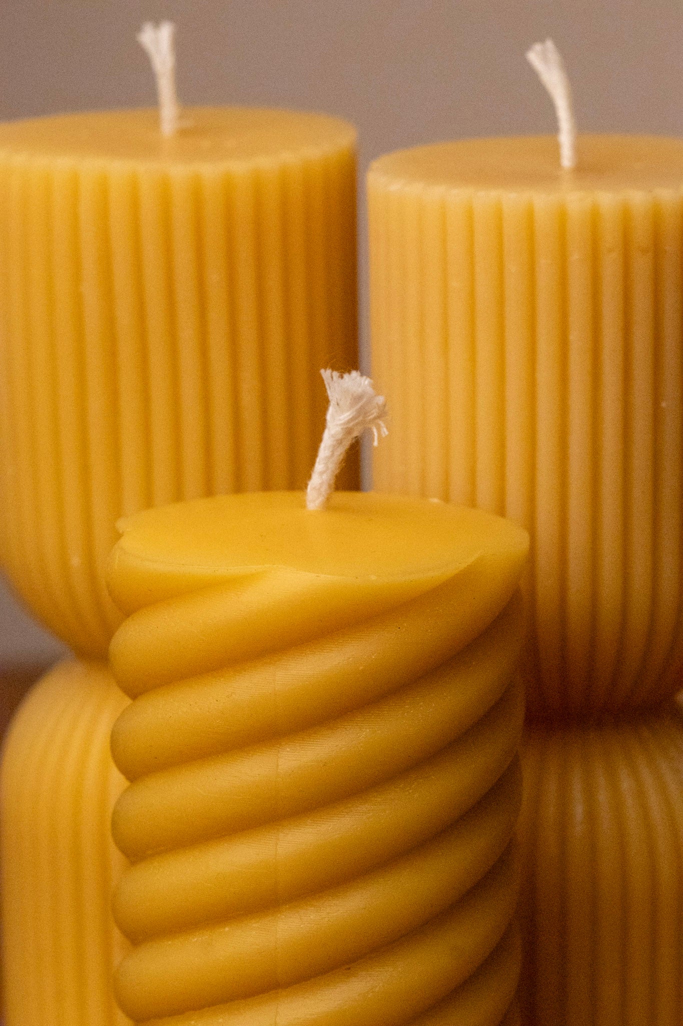 Pure beeswax spiral pillar candle, Candles made from 100% pure beeswax sourced from small-scale London beekeepers