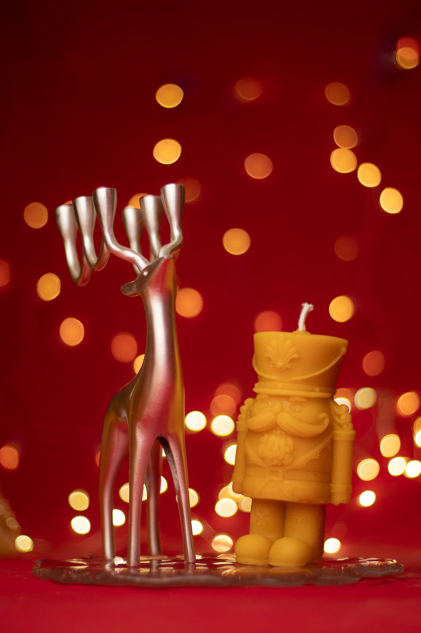 Festive Nutcracker Beeswax Candle, Pure Beeswax Christmas Candle,  Handmade from 100% beeswax sourced from small-scale London beekeepers, Perfect Winter gift, Candle centrepiece, Christmas stocking filler