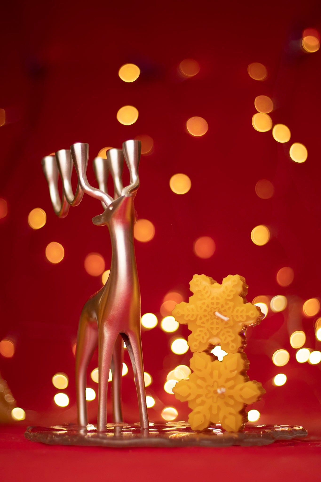 Pure Beeswax Snowflake Candle, Handcrafted in London, Sustainable, Natural & Unique Winter Gift