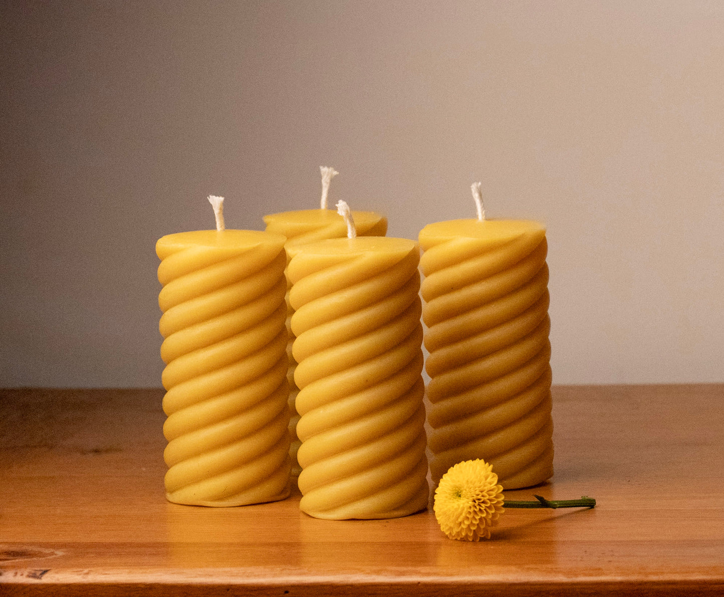 Pure beeswax spiral pillar candle, Candles made from 100% pure beeswax sourced from small-scale London beekeepers