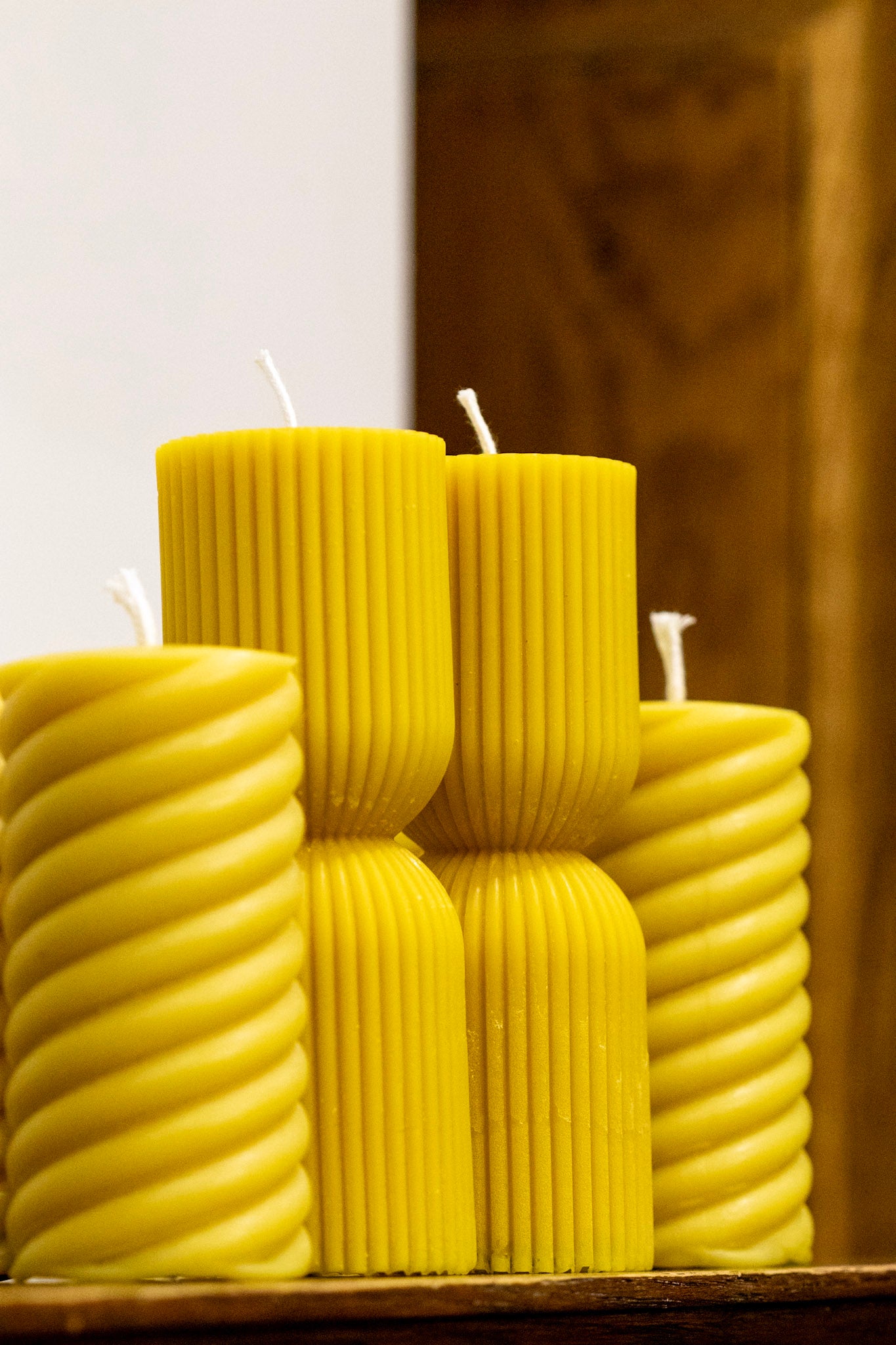 Pure beeswax spiral pillar candle, Candles made from 100% pure beeswax sourced from small-scale London beekeepers