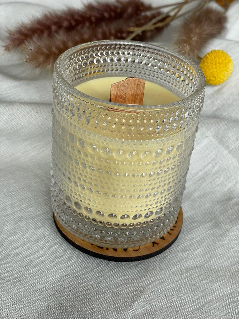 Luxury organically scented orange spice wood wick candle with oak lid, Non-toxic naturally scented candle, Slow burning, Sustainable gift, Personalised candle gift box, Candles made from 100% pure beeswax sourced from small-scale London beekeepers