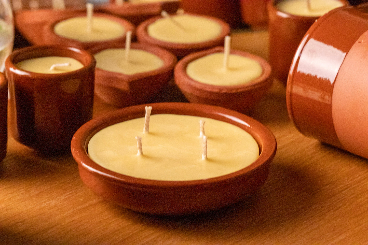 The London Beeswax Citronella Outdoor Terracotta Tealight Pots , Organic essential oils scented candle, Eco-friendly garden candle, Hand poured candles