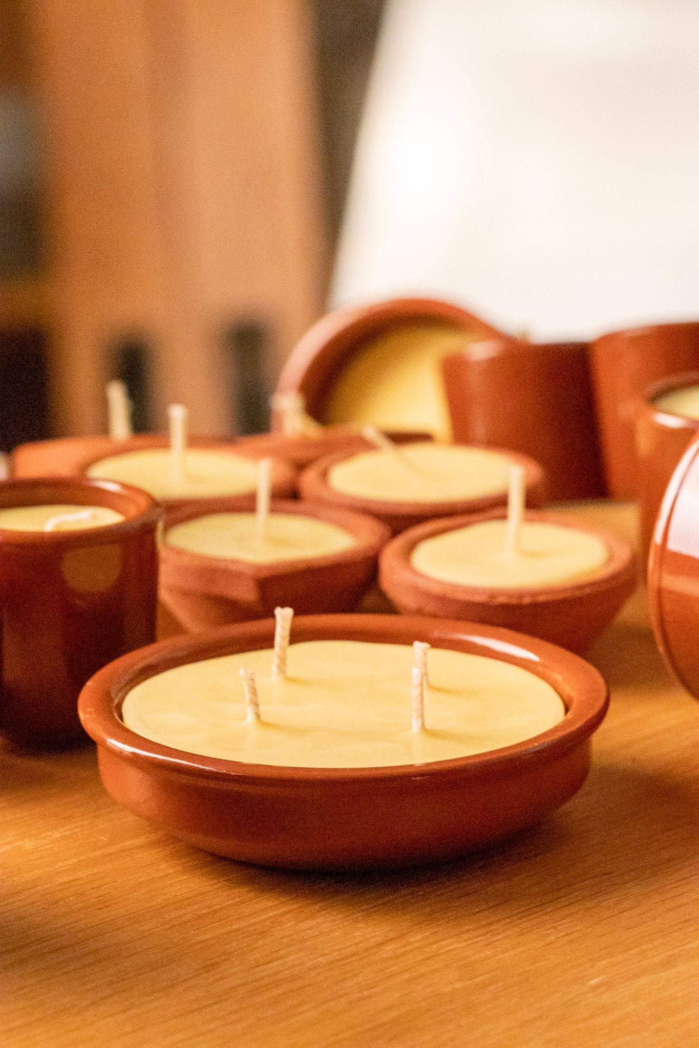 The London Beeswax Citronella Outdoor Terracotta Tealight Pots , Organic essential oils scented candle, Eco-friendly garden candle, Hand poured candles