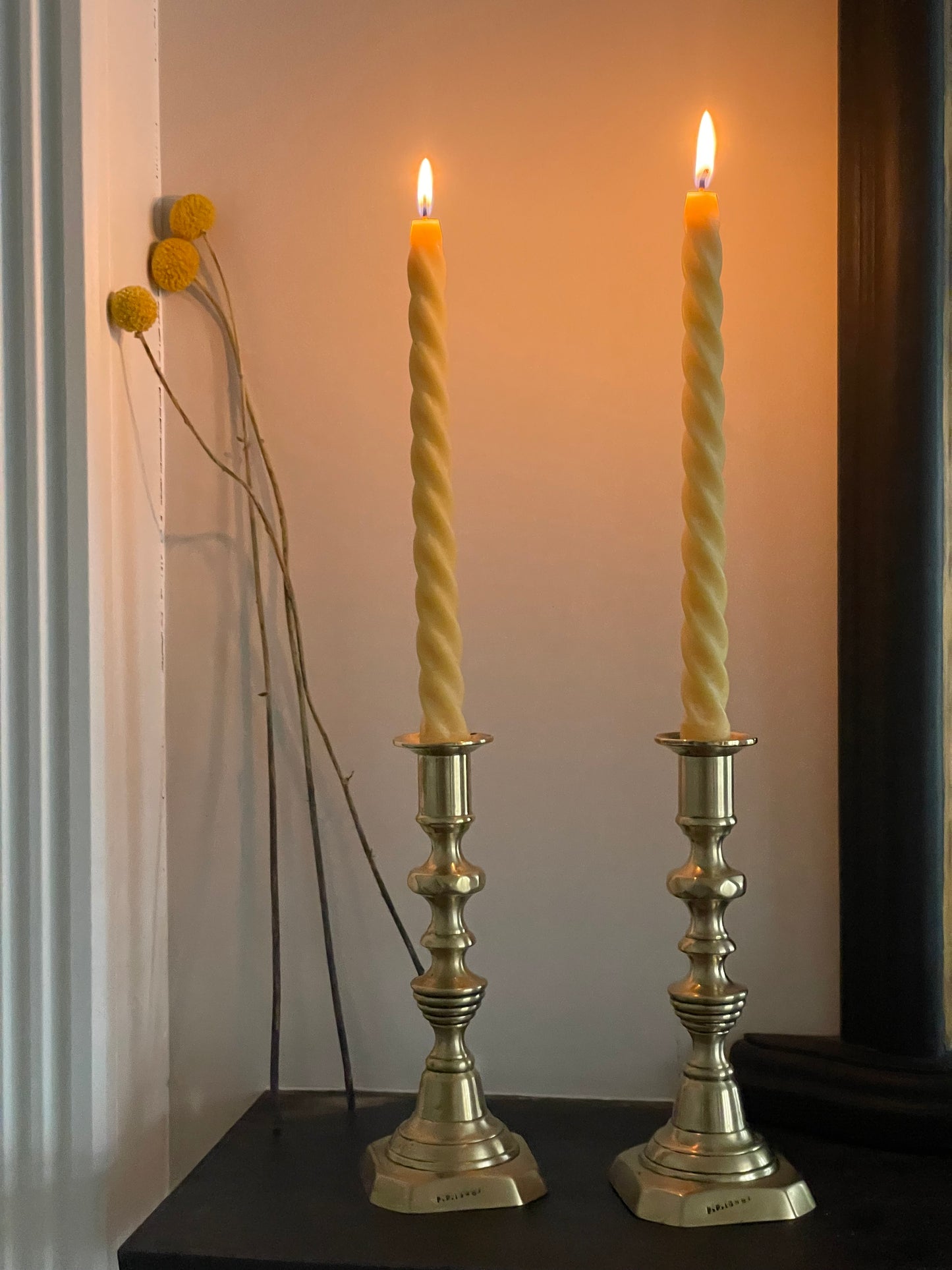 Beautiful pair of petite vintage brass candlesticks with square base. Classic Victorian beehive diamond style. Solid brass candlesticks 18cm. Candle gift