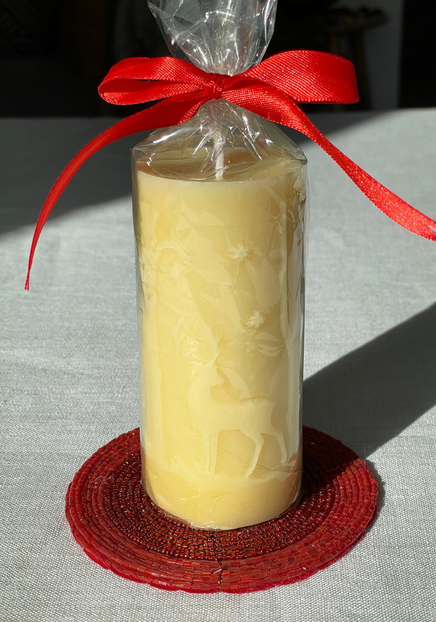 Pure Beeswax Winter Deer Pillar Candle, Christmas Candle, Slow Burning Pillar Candle, Cosy Winter Candle Gift, Eco-friendly candle and gifting, Handmade from 100% beeswax sourced from small-scale London beekeepers