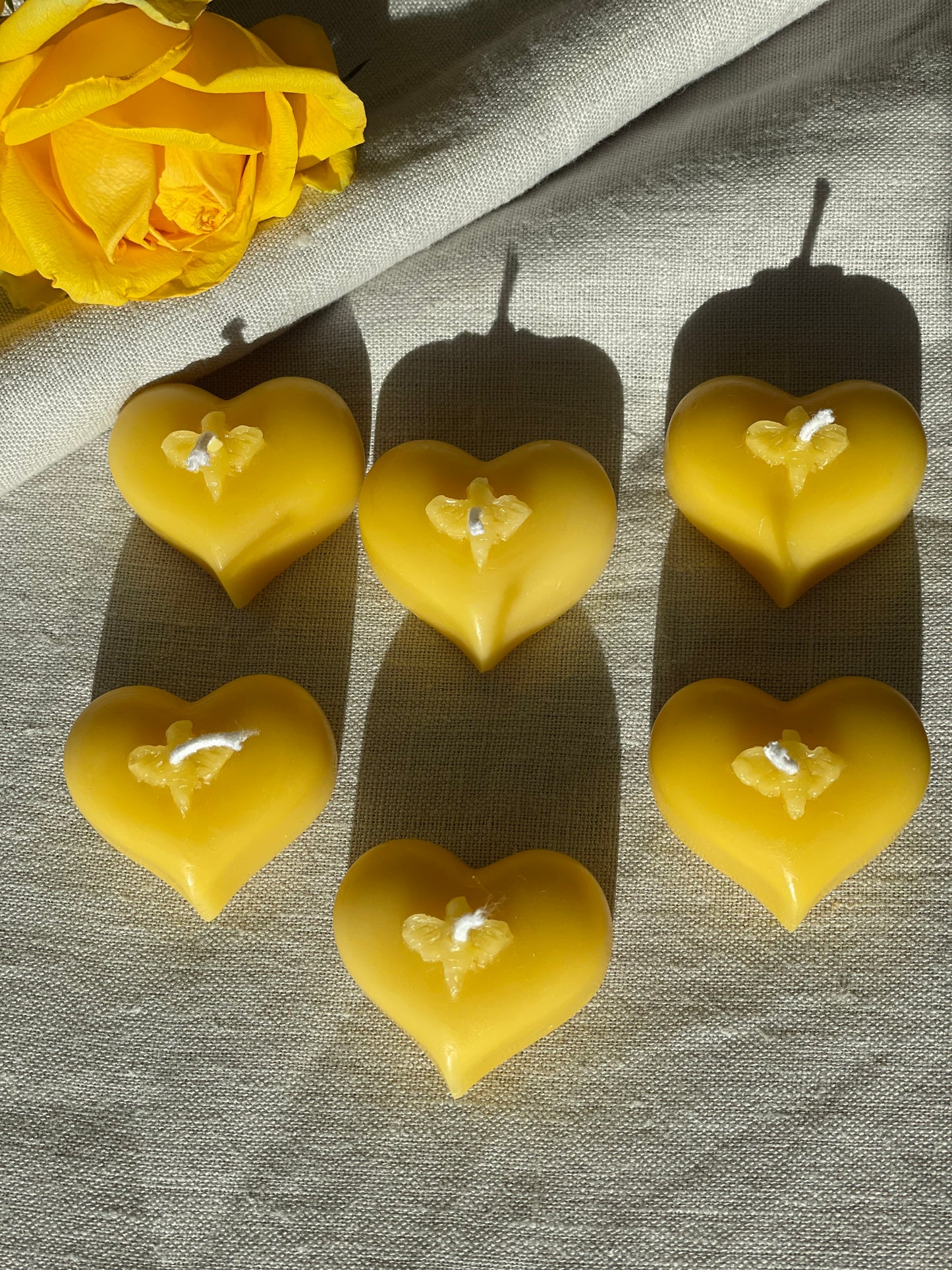 6 Pure Beeswax Bee Heart Tealights, Sustainable candles, Tealight candle gift set,  Zero waste refills, Candles made from 100% beeswax sourced from small-scale London beekeepers