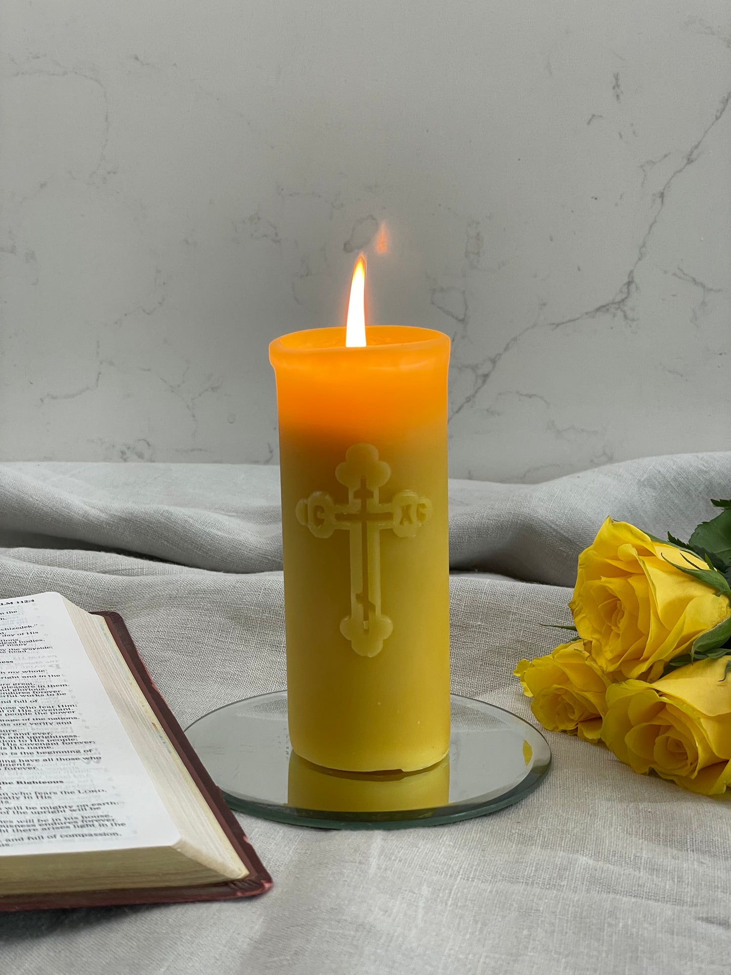 Large Orthodox Church Pure Beeswax pillar candle, Religious candle, Memorial candle, Meditation candle, First Communion gift, Religious act, Ritual, Prayer, Candles made from 100% pure beeswax sourced from small-scale London beekeepers