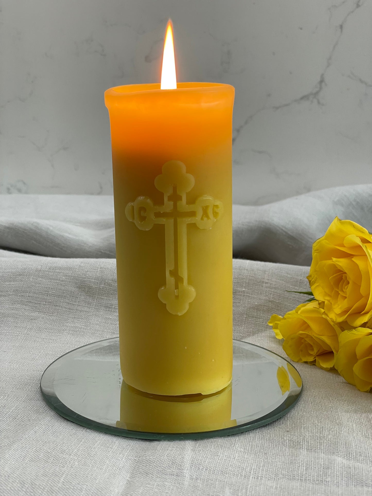 Large Orthodox Church Pure Beeswax pillar candle, Religious candle, Memorial candle, Meditation candle, First Communion gift, Religious act, Ritual, Prayer, Candles made from 100% pure beeswax sourced from small-scale London beekeepers