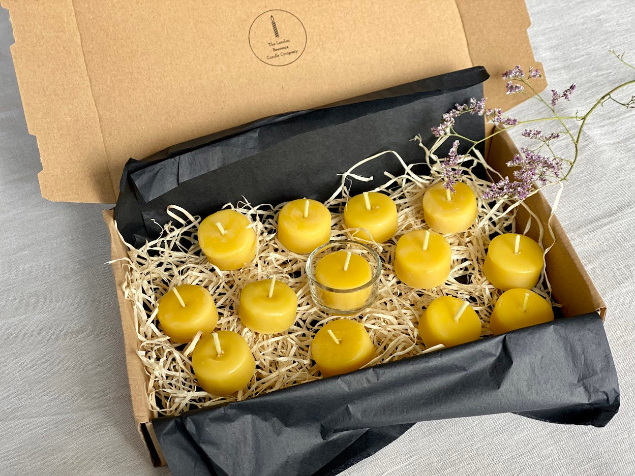 Pure beeswax refillable tealights, Sustainable candles, Zero waste refills, Candles made from 100% pure beeswax sourced from small-scale London beekeepers