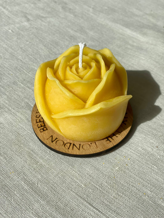 Pure beeswax large rose candle, Mindful moments, Meditation candle, Yoga energising candle, Bridesmaid/Valentine's/Mother's Day gift set, Candles made from 100% pure beeswax sourced from small-scale London beekeepers