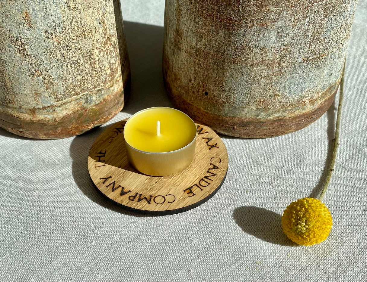 Pure beeswax tealight, Candles made from 100% pure beeswax sourced from small-scale London beekeepers, Natural and clean tealights