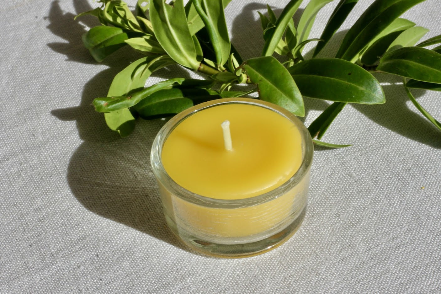 Pure beeswax tealight in glass holder, Zero waste refills, Candles made from 100% pure beeswax sourced from small-scale London beekeepers, Sustainable candle light