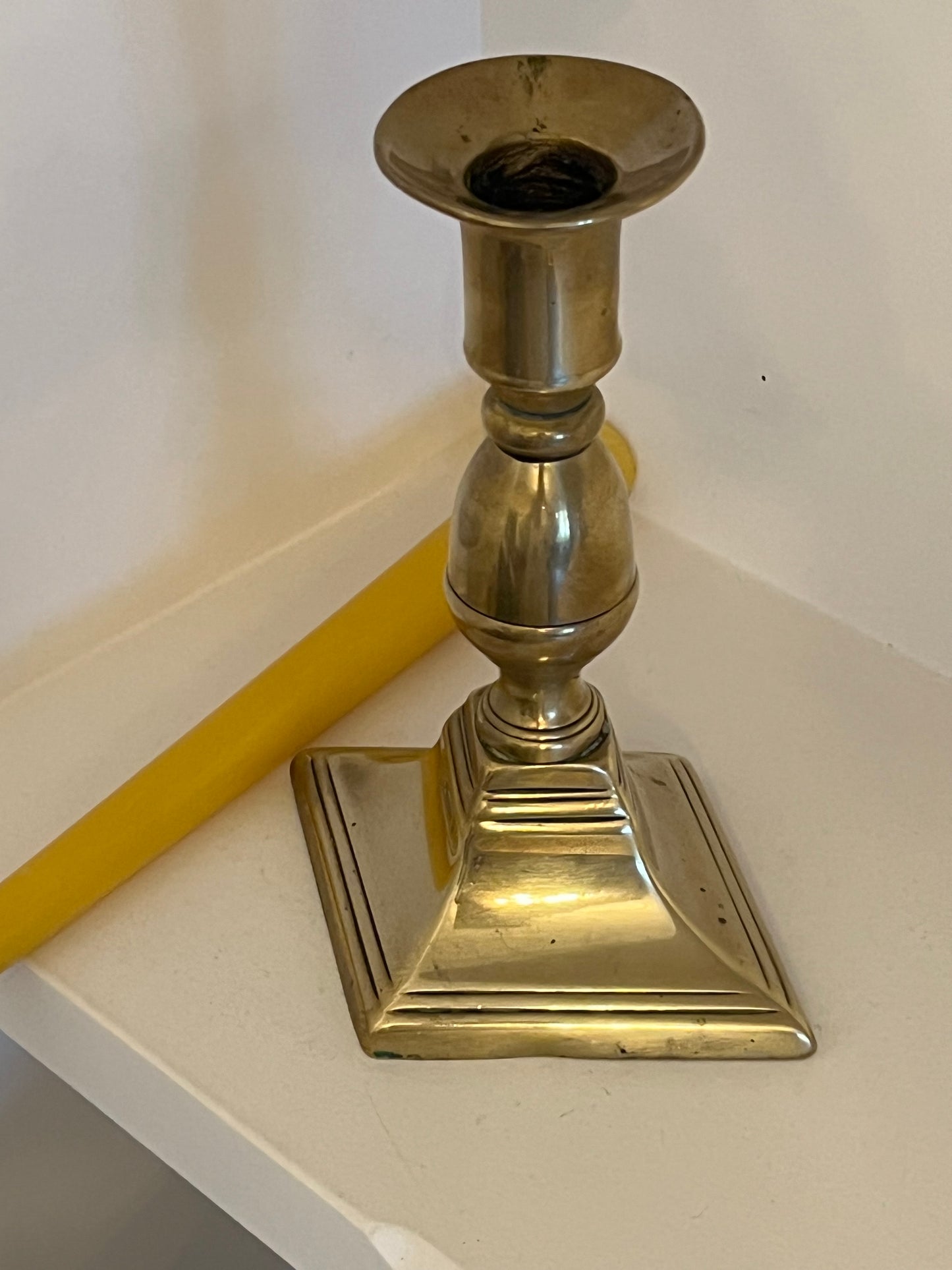 Five beautiful, unique antique candlestick holders with a matching pure London beeswax candle. Vintage brass candlestick gift. Dinner candle gift set. Eco beeswax candle gift. Unique gift set. Victorian ornate candle holder.