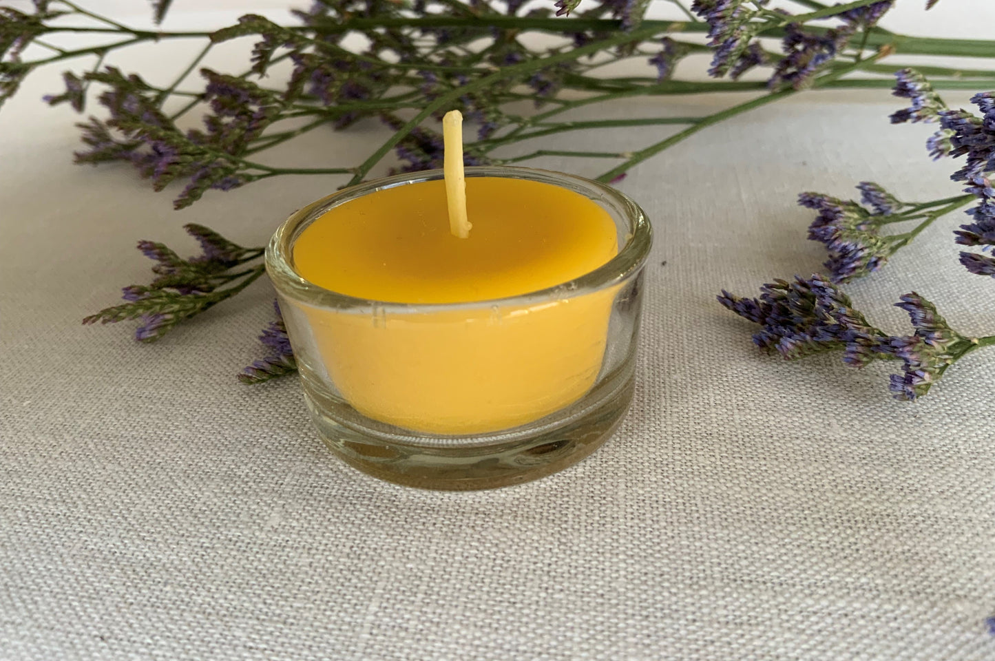 Pure beeswax tealight in glass holder, Zero waste refills, Candles made from 100% pure beeswax sourced from small-scale London beekeepers, Sustainable candle light