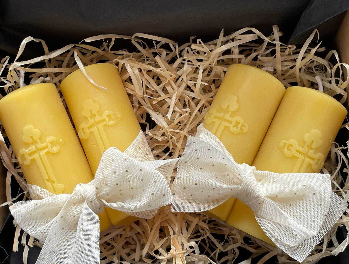 Set of 2 pure beeswax Orthodox Church pillar candles, Religious candle, Memorial candle, Meditation candle, Candles made from 100% pure beeswax sourced from small-scale London beekeepers