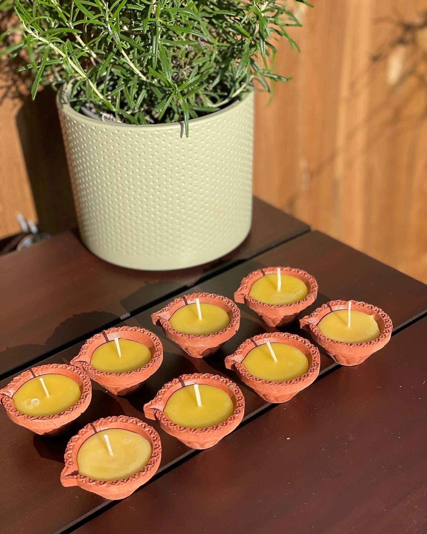 Pure beeswax candles in terracotta pots, Candles made from 100% pure beeswax sourced from small-scale London beekeepers, Stunning garden tealights