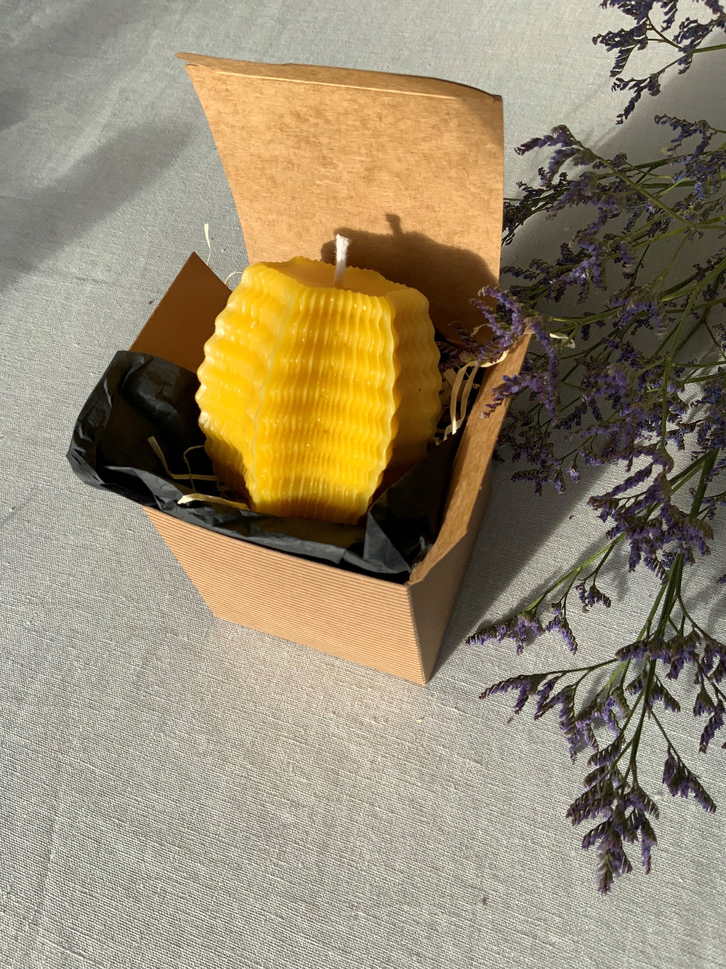 Pure beeswax bee cell hexagon candle, Mindful moments, Meditation candle, Yoga energising candle,  Candles made from 100% pure beeswax sourced from small-scale London beekeepers, Sustainable zero waste candles