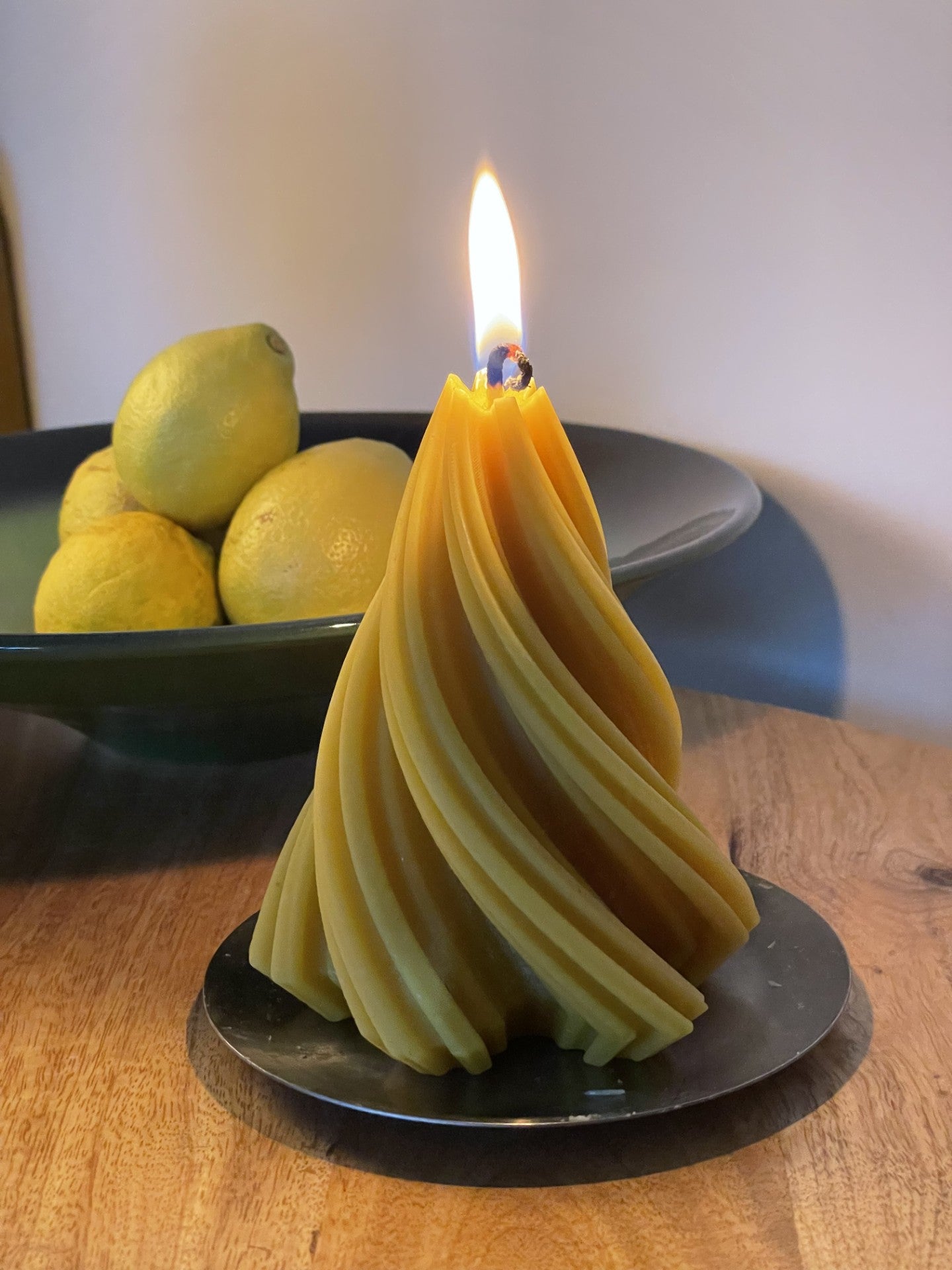 Pure Beeswax Fir Tree Candle, Handmade from 100% beeswax sourced from small-scale London beekeepers, Perfect Winter gift, Candle centrepiece, Natural beeswax candle