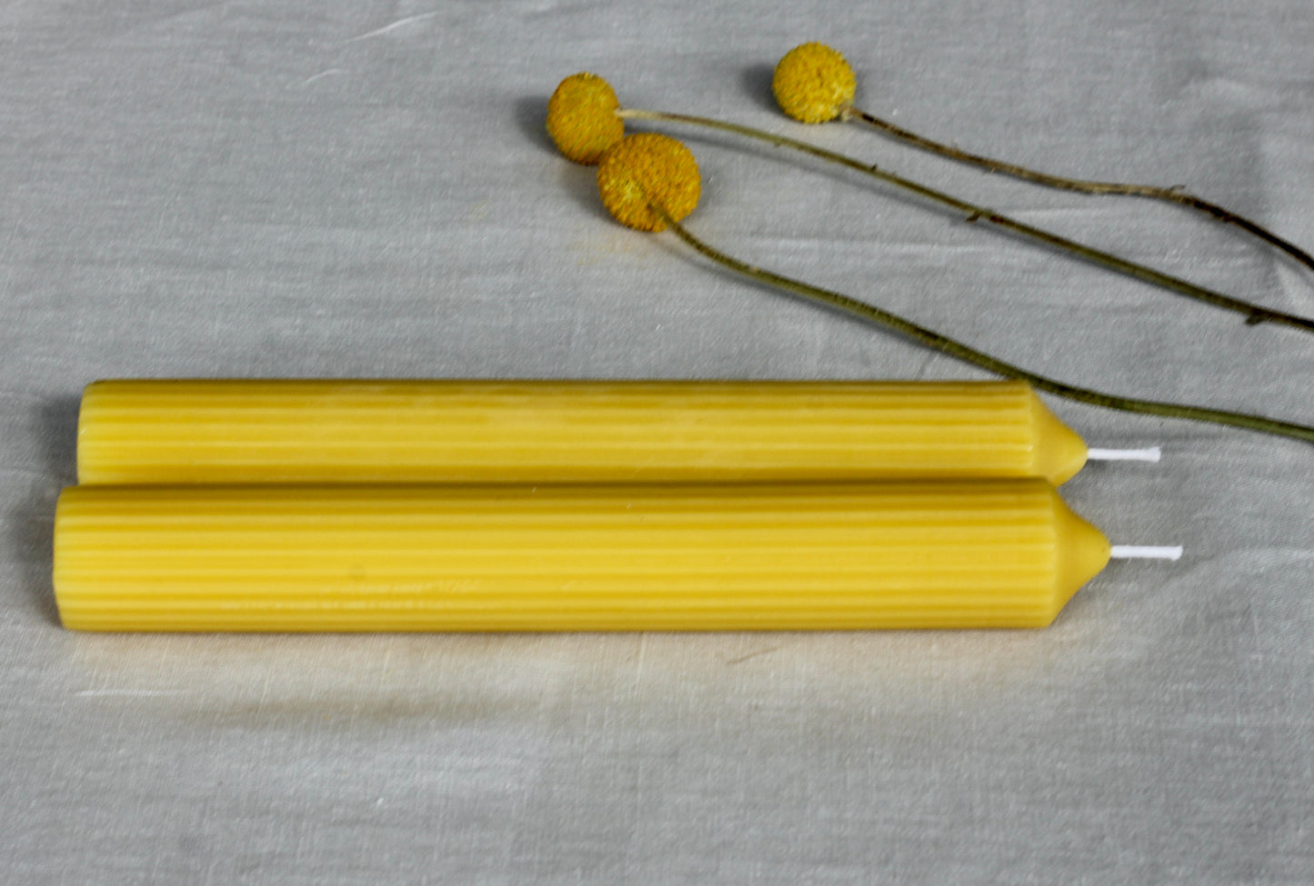 Pure beeswax fluted pillar candles, Candles made from 100% pure beeswax sourced from small-scale London beekeepers