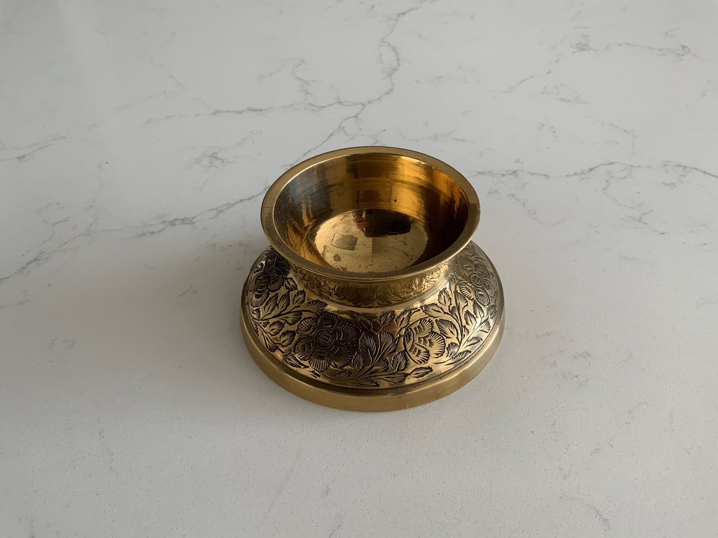 Unique vintage solid brass ornate pillar candle holder with 3 pure London beeswax fluted pillar candles, Candle gift, Candle light